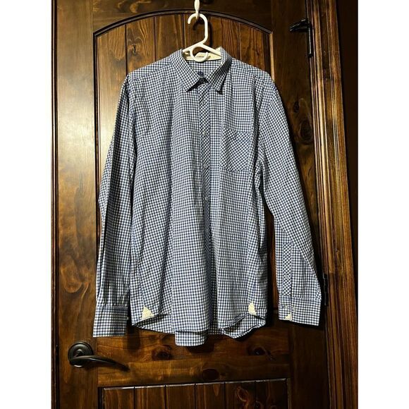 Bugatchi Long Sleeve Checkered Shaped Fit Button Up Size XL - Picture 1 of 3